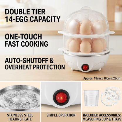 Double Layers Electric Egg Boiler Multifunctional Breakfast Cooking Machine Mini Egg Steamer Poacher Kitchen Accessory