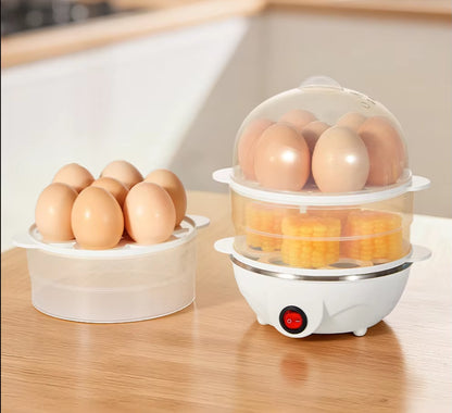 Double Layers Electric Egg Boiler Multifunctional Breakfast Cooking Machine Mini Egg Steamer Poacher Kitchen Accessory
