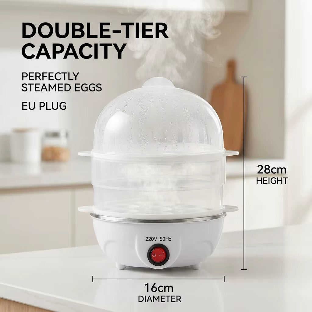 Double Layers Electric Egg Boiler Multifunctional Breakfast Cooking Machine Mini Egg Steamer Poacher Kitchen Accessory