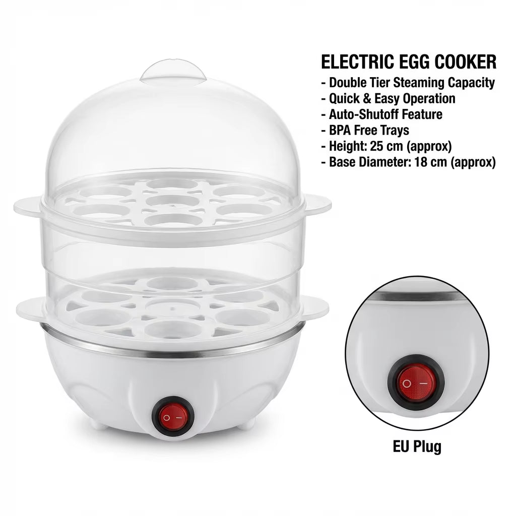 Double Layers Electric Egg Boiler Multifunctional Breakfast Cooking Machine Mini Egg Steamer Poacher Kitchen Accessory