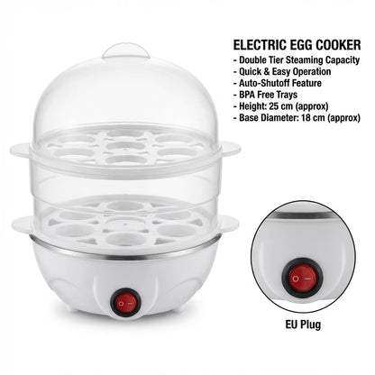Double Layers Electric Egg Boiler Multifunctional Breakfast Cooking Machine Mini Egg Steamer Poacher Kitchen Accessory